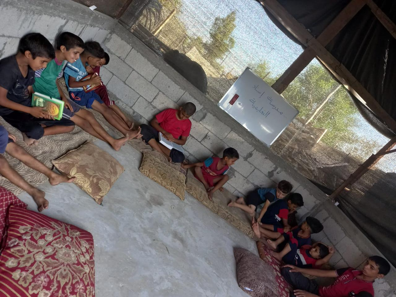 Children study in a school in Gaza.